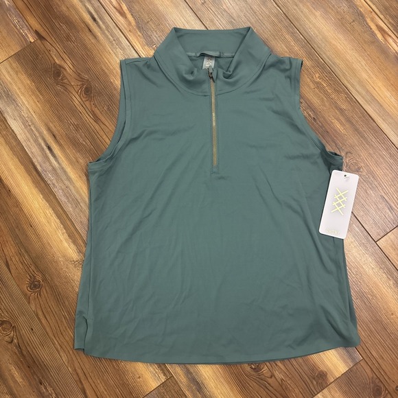 RHONE Tops - New Rhone Green Course to Court Zip Sleeveless Top Mock Shirt Women's XL